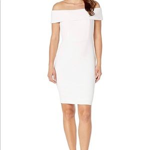 Calvin Klein white off shoulder dress